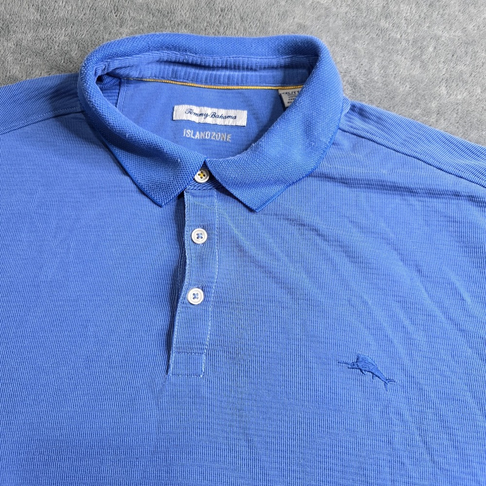 Tommy Bahama Island Zone Polo Shirt Mens 2XL Blue Casual Beach Ocean Vacation